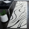 thumbnail image 4 of SAFAVIEH Florida Declan Geometric Swirls Shag Area Rug, Black/Red, 3'3" x 5'3", 4 of 10