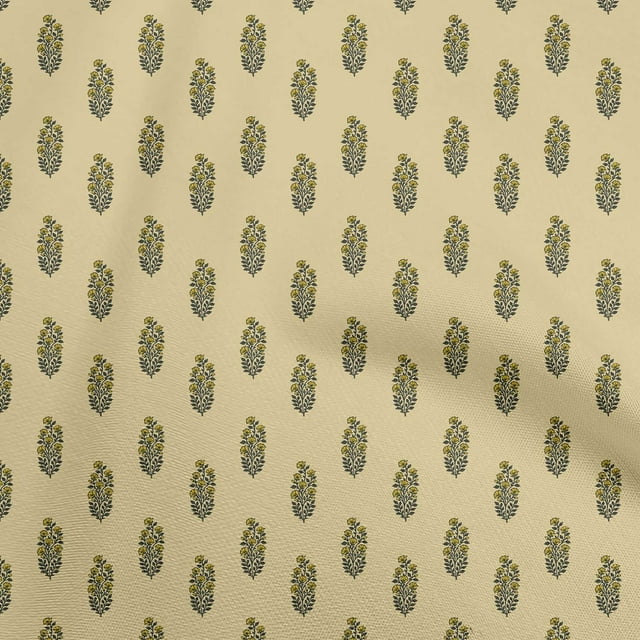 oneOone Silk Tabby Light Brown Fabric Asian Floral Block Craft Projects Decor Fabric Printed By The Yard 42 Inch Wide