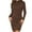 Coffee, variant on BangWanChi Slim Dress for Women 2024 Women's Solid Color Sexy Hip Wrap Long Sleeve Round Neck Dress Coffee S