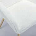 thumbnail image 5 of Faux Fur Dining Chairs, Modern Dining Chair with Golden Metal Legs, Armchair Upholstered Dining Chairs, Accent Desk Chair for Dining Room, Kitchen, Vanity, Living Room(White,Set of 6), 5 of 9