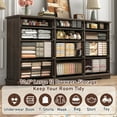 thumbnail image 5 of Blotout 70" Large Long Dresser with Deep Drawers, Farmhouse 12 Drawer Dresser for Bedroom, Wide Wood Chest of Drawers with Power Outlets, Rustic Brown Dresser, 5 of 9