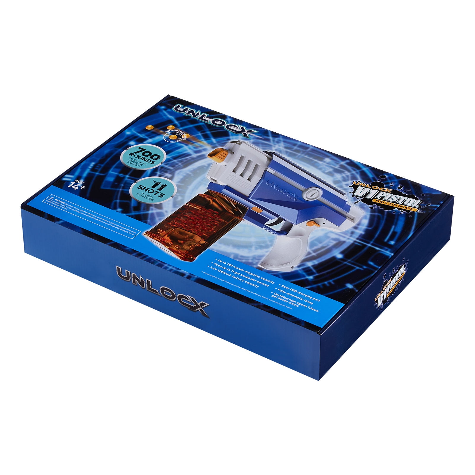UnlocX Gel Blaster Kit - Continuous Fire Rechargeable, Blue, Ages 14+