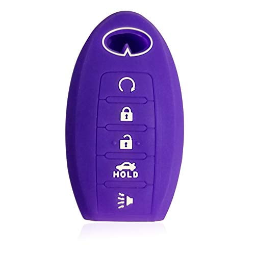 Dobrev 5 Buttons Silicone Case Protector Key Fob Cover Smart Car Remote Holder for Infiniti JX35 2014 2015 2016 QX60 QX80 (Purple)