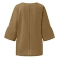 thumbnail image 5 of lcziwo 3/4 Length Sleeve Womens Tops Linen Blend V Neck Blouses Solid Color Basic Gauze Loose Fitted Tops Casual Trendy Spring Summer 2025 Tunic Tees Brown,XXL, 5 of 5