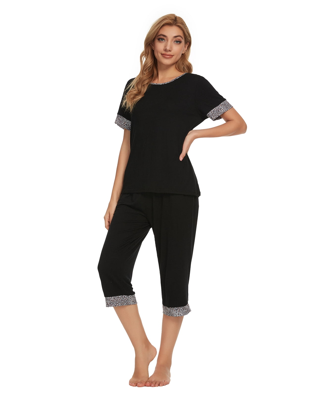 MintLimit Women's Pajama Sets with Capri Pants and Sleepwear Tops Ladies Cute Print Pjs Sets