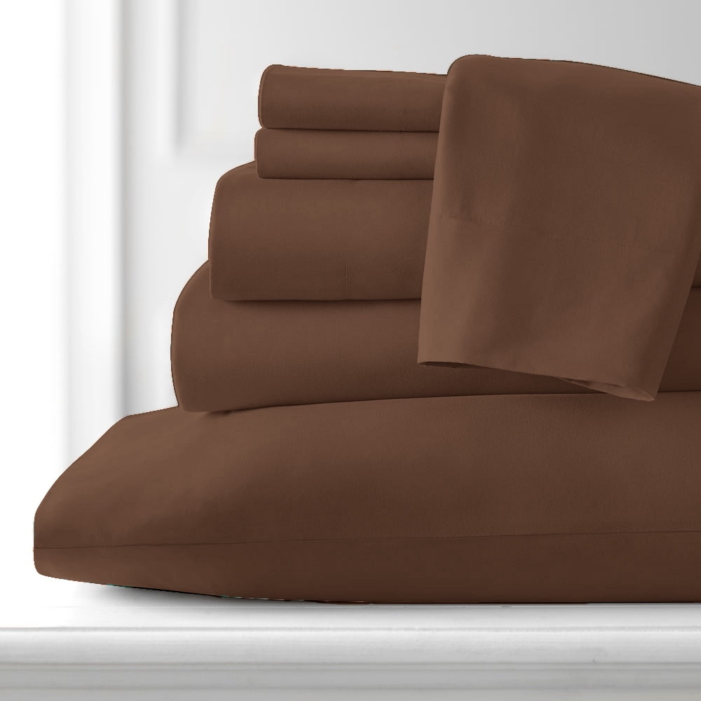 Hotel Collection Rayon derived from Bamboo Bed Sheet Set - 6 Piece, Queen, Chocolate