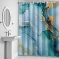 thumbnail image 5 of Modern Water Ripple Shower Curtain for Bathroom Decor, Green Gold Marble Theme Waterproof Fabric Shower Curtain, 60"x72" Set with 12 Hooks, 5 of 9