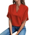 thumbnail image 5 of Womens Tops Women's Summer Chiffon Blouses Sleeve Blouse Tops V Neck Ruffle Short Sleeve Tunic Tops for T Shirt Shirts for Women, 5 of 5