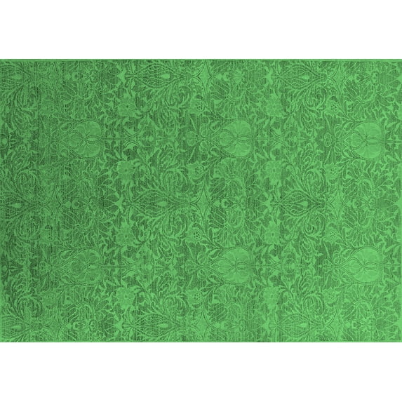 Ahgly Company Indoor Rectangle Oriental Emerald Green Industrial Area Rugs, 2' x 5'