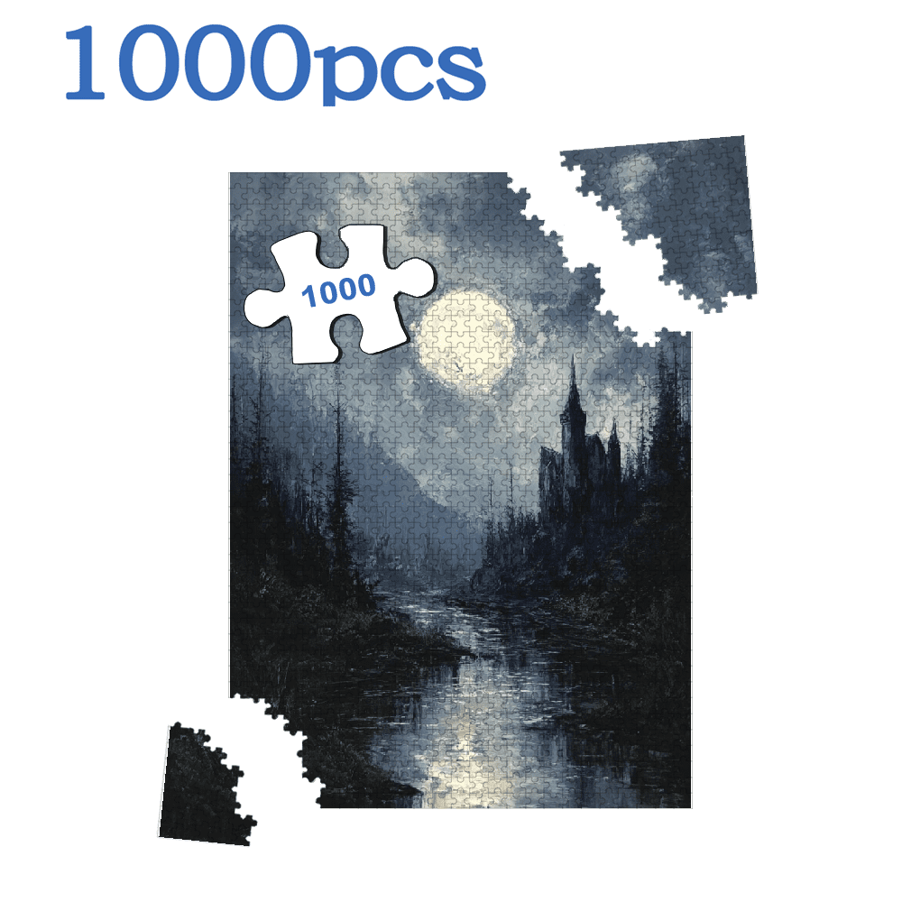 A Box of (1000pcs) Adult Puzzles, Night Lake Scenery Theme, High Difficulty, Suitable for Adults, Family Entertainment, Home Decoration.29.4*19.6 in