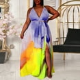 thumbnail image 2 of Ketyyh-chn99 Robes d'Été pour Femmes Grande Taille Robe d'Été Robe Extensible Robe d'Été Manche à Volants Ample Fluide Plissée Robe Mini Violet,5TG, 2 of 2