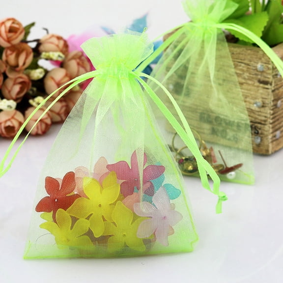 OULII Wedding Favor Organza Pouches Assorted Colors, 100 Pieces Party Bags for Bridal Shower, Shower, and Events