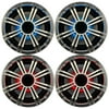 2 Pairs (QTY 4) of Kicker 8" OEM Marine Coaxial Silver Speakers with MultiColor LED Lighting (Bulk Packaging)