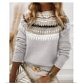 thumbnail image 3 of Sweaters for Women 2025 Crewneck Striped Cute Color Block Fall Winter Knitted Pullover Tops, 3 of 4