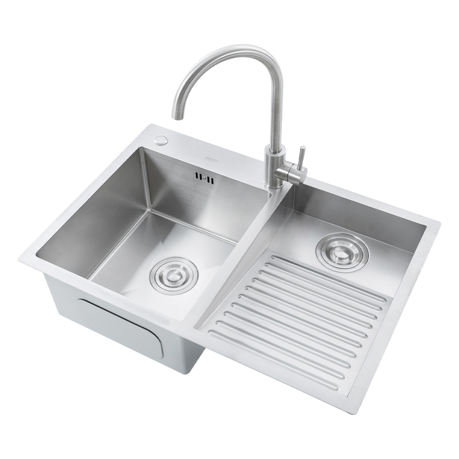 ‎Rectangular Silver Drop-In Stainless Steel Double Bowl Kitchen, Bar and Laundry Utility Sink