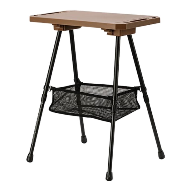 Mesa de camping plegable y ligera con bolsillo de malla y altura ajustable Caqui