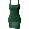 thumbnail image 4 of Curuila Womens Dresses Sleeveless Solid Color Square Neckline Stretchy Comfortable Casual Summer Slim Fit Mini Dress Green Size L, 4 of 4