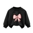 thumbnail image 2 of SGFCWSX Girls Long Sleeve Tops Fleece Bow Print Sweatshirt Kids Crew Neck Fall Casual Sweatshirts Black Size 8 Years, 2 of 3