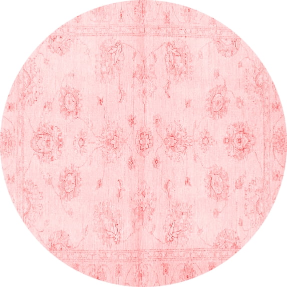 Ahgly Company Machine Washable Indoor Round Oriental Red Traditional Area Rugs, 7' Round