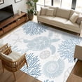 thumbnail image 3 of Blue Sea Turtle Area Rugs 5x8 for Living Room, Coastal Coral Summer Beach Nautical Non Slip Washable Rug Runner, Low Pile Indoor Floor Carpet Mat Bathroom Rugs for Bedroom, Kids Room, 3 of 9