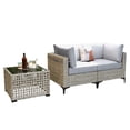 thumbnail image 2 of Vcatnet 3 Pieces Patio Outdoor Conversation Set All Weather Furniture Wicker Sofa Set with Solar Lamp Coffee Table,Gray, 2 of 7