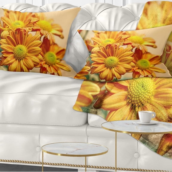 Designart Yellow Flowers in the Garden - Floral Throw Pillow - 12x20