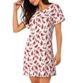 thumbnail image 2 of Balery Red Birds Camisón de manga corta con cuello redondo para mujer, cómodo y elegante., 2 of 6