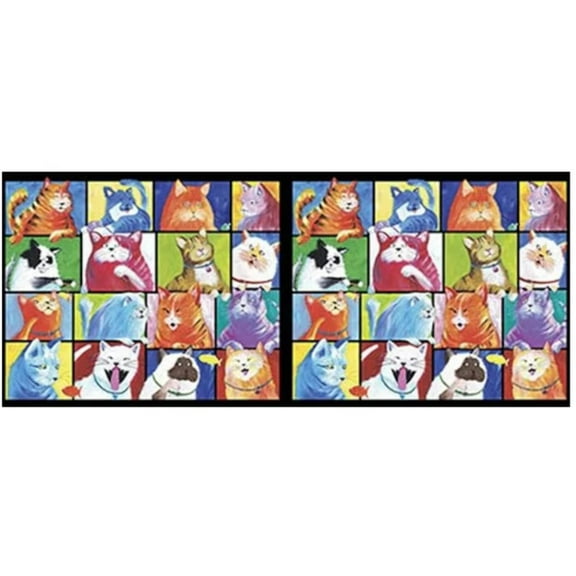 Cat Chat Panel Cotton Fabric