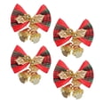 thumbnail image 2 of 4 piezas de adornos colgantes para árbol de Navidad, campana de lazo navideña, adorno con purpurina para Aureato de lazo a cuadros, 2 of 9
