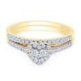 thumbnail image 4 of AFFY Princess & Round Cut White Natural Diamond Heart Bridal Ring Set In 10k Yellow Gold (0.4 cttw) Ring Size-8.5, 4 of 7