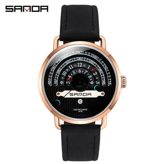 Explojoy Men's Creative Quartz Watch – Waterproof Leather Design with Unique Dial