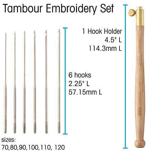 The Beadsmith Deluxe Tambour Embroidery Set, German Made 6-Needle