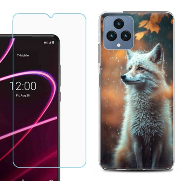 OneToughShield ® for T-Mobile Revvl 6x 5G Shockproof Phone Case, with Tempered Glass Screen Protector - Fox Autumn