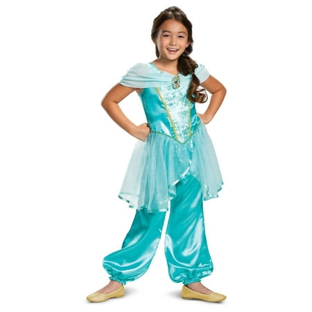 Disguise Jasmine Girls Classic Costume Teal,(3T-4T)
