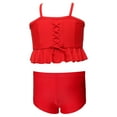 thumbnail image 5 of NAISIBABY Girls Swimsuit 2-Piece, Cute Ruffle Tops with High Waist Boyshorts Swimwear Summer Beach Bathing Suit Red 7T, 5 of 9