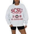 thumbnail image 3 of Women's Gameday Couture Ash St. Cloud State Huskies Premium Fleece Pullover Sweatshirt, 3 of 5
