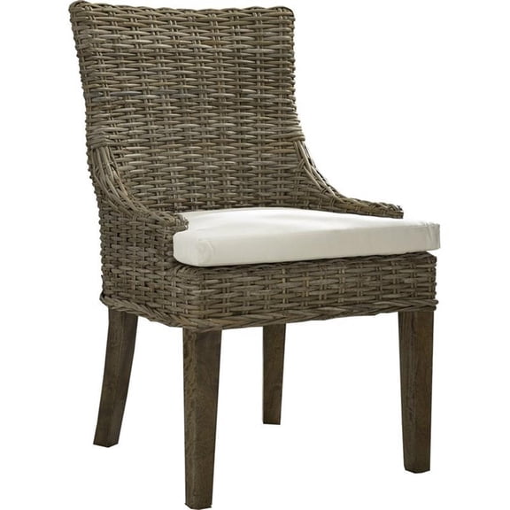 Pemberly Row Alfresco Wicker 2 Pc. Dining Chair Set in Kubu Gray