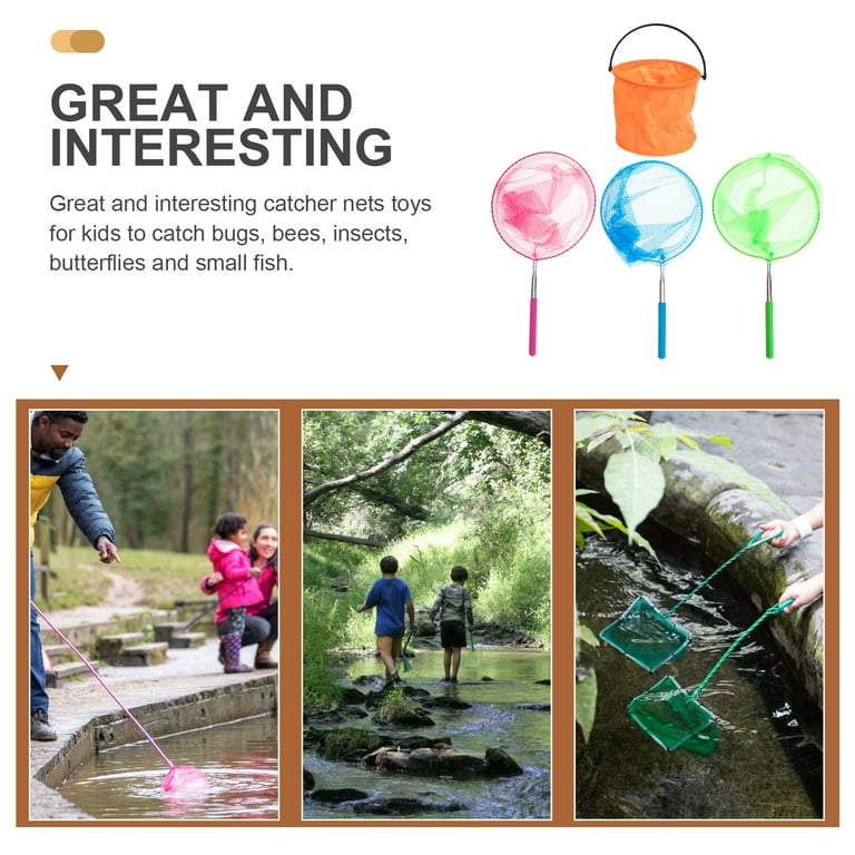 Outdoor Play Toys for Kids Fishing Net Cylinder Bag Nets Catching