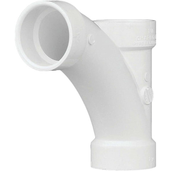 Charlotte Pipe PVC DWV Tee Wye Fitting 00501 0800HA - Smooth Finish - 2 In. White