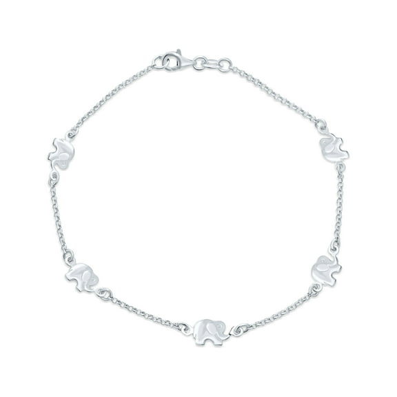 Bling Jewelry Womens ZOO Animal Lucky Elephant Charm Anklet Ankle Bracelet Sterling Silver 910 Inch