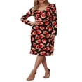 thumbnail image 1 of Robe à Motif Cartoon pour Femmes avec Manches Longues et Col en V Parfaite pour Noël, 1 of 9
