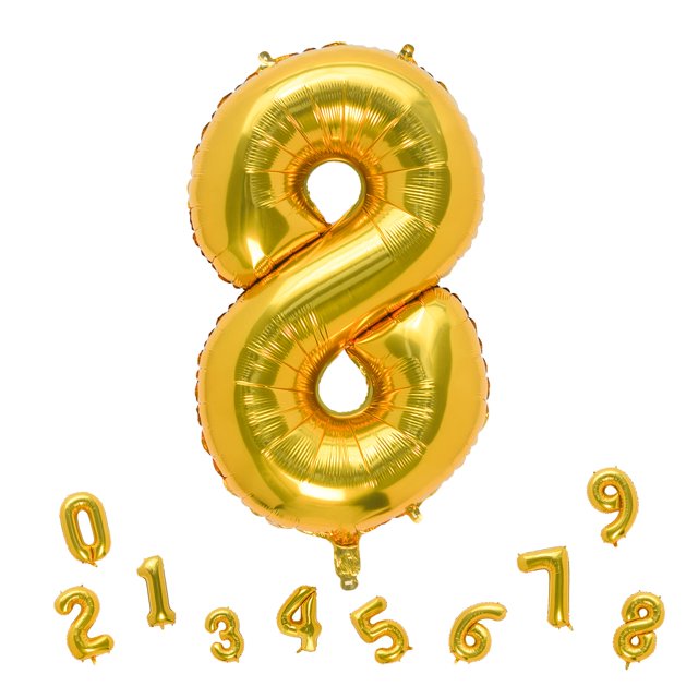 Globo de foil dorado número 8 de 32" MEIDUOCO