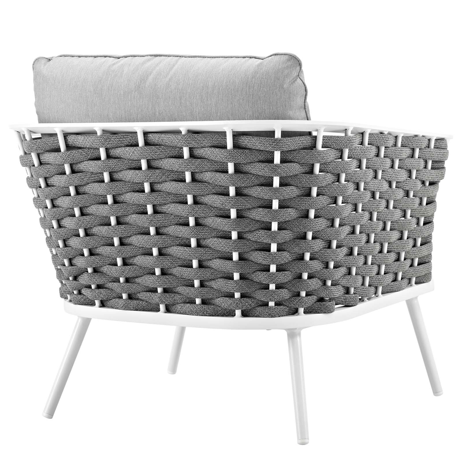 Modern Contemporary Urban Design Outdoor Patio Balcony Garden Furniture Lounge Chair Armchair, Aluminum Metal Steel, White - image 4 of 4