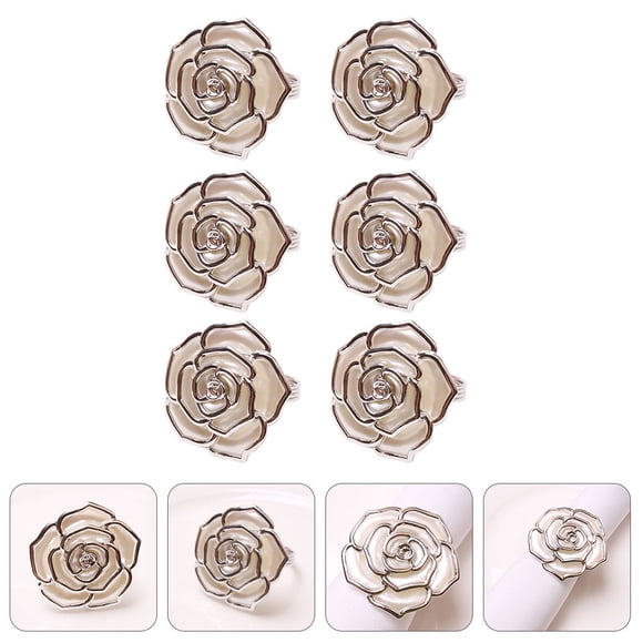 OUNONA 6Ud Plata Para Servilletas Con De Rosa Para De