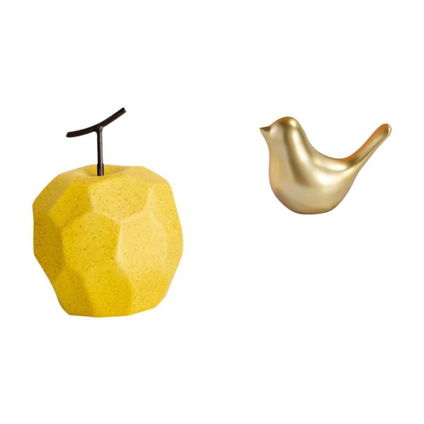 Escultura De Fruta De Porcelana, Adorno Coleccionable Para Mesa, Estatua Geométrica, Decoración Para Festivales, Oficina, Figura De Pájaro Dorado, Animal, Decoración Moderna Para El Hogar,