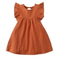 thumbnail image 3 of REDARER Girls Solid Cotton Dress Flutter Sleeve Casual Summer A-Line Dress for Everyday Wear,3-4 Years, 3 of 6