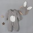 thumbnail image 6 of JAJAHO Easter Bunny Romper Baby Boy Girl Jumpsuit Cute Long Sleeve Button Down Onesie With Ears Hat 2 Piece Holiday Outfits 0-3T Cozy One-Pieces, 6 of 9
