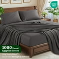thumbnail image 4 of SONORO KATE 100% Cotton Bed Sheets Set, 1000 Thread Count 4 Piece Luxury Soft Sheets Set with 16" Deep Pocket, Queen, Dark Gray, 4 of 11