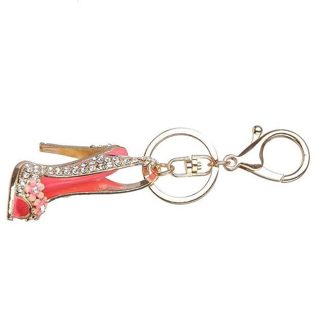 High Heel Shoe Keychain Rhinestone Crystal High Heel Shoe Keychain Purse Car Key Chain Gift Girl Bag Decorative Alloy Keyring