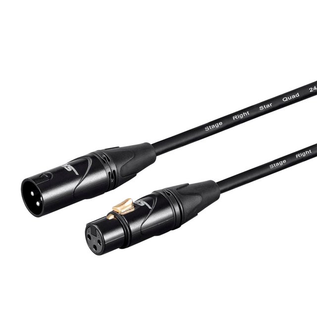 Cable de micrófono XLR monopricante de 10 pies-Audio analógico XLR-M a XLR-F 24AWG Negro SimplyASP Tech No